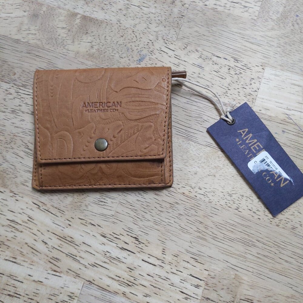 American Leather Co. Tooled Leather Bifold Wallet.